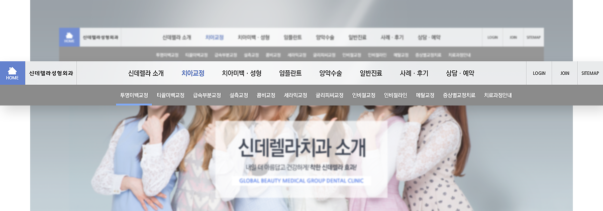 비젠소프트_포트폴리오_스타일가이드_신데렐라_04.png 신데렐라치과 병원사이트제작