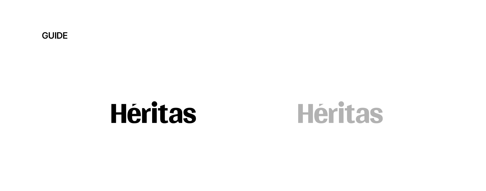 Heritas 명함과 카드에 적용된 브랜드 아이덴티티