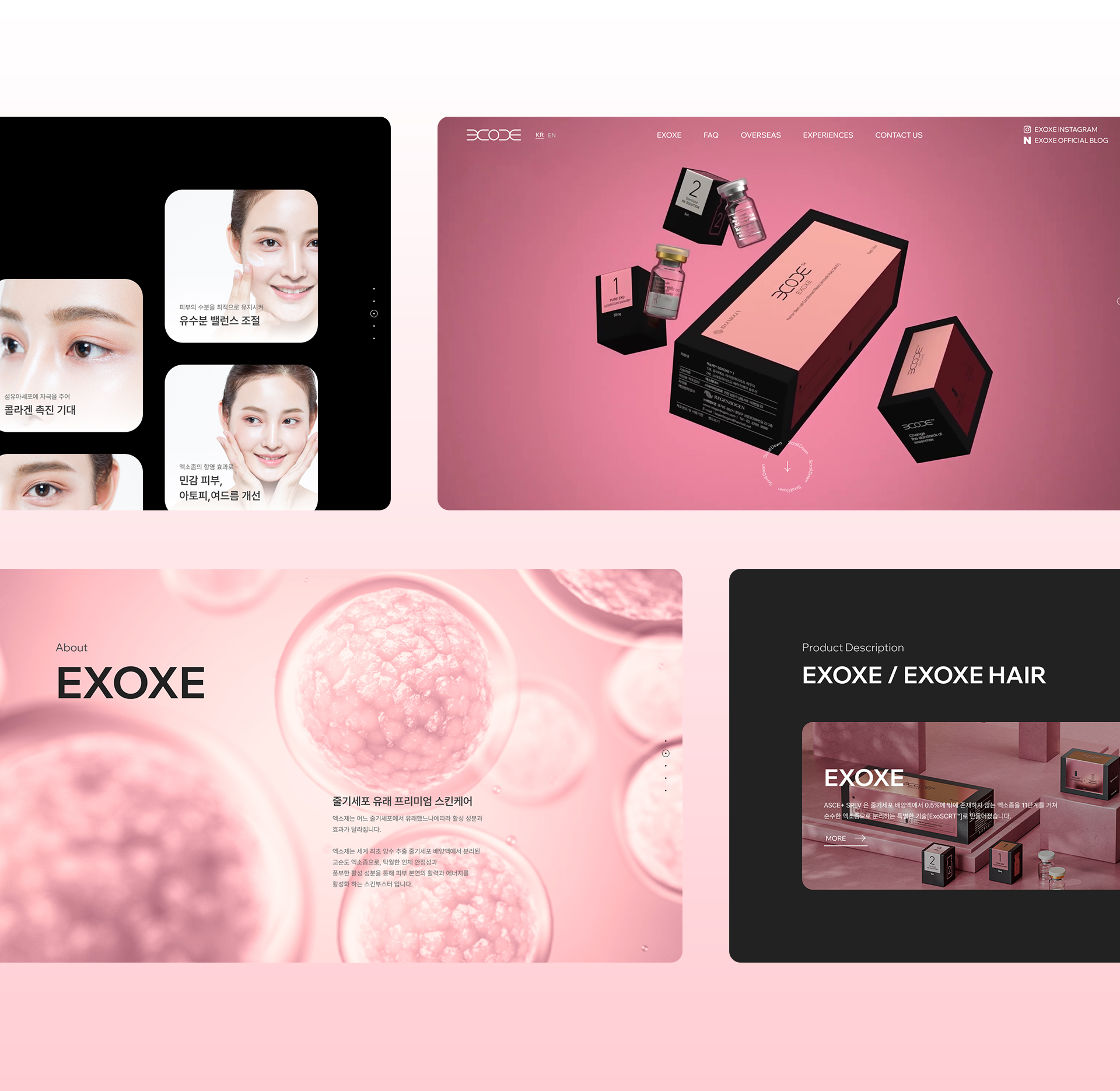 유안메디 EXOXE 기업 홈페이지 반응형 디자인 전체 화면