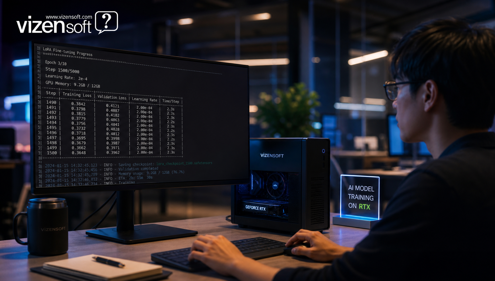 LoRA와 QLoRA 파인튜닝 개념도, GPU 메모리 사용량 비교 차트