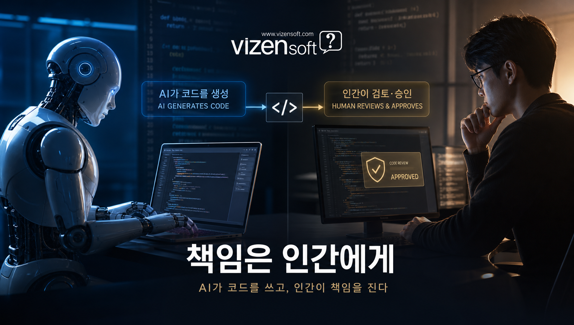 AWS 강조 사항으로 인간의 책임과 역할이 여전히 중요함을 나타내는 메시지 이미지