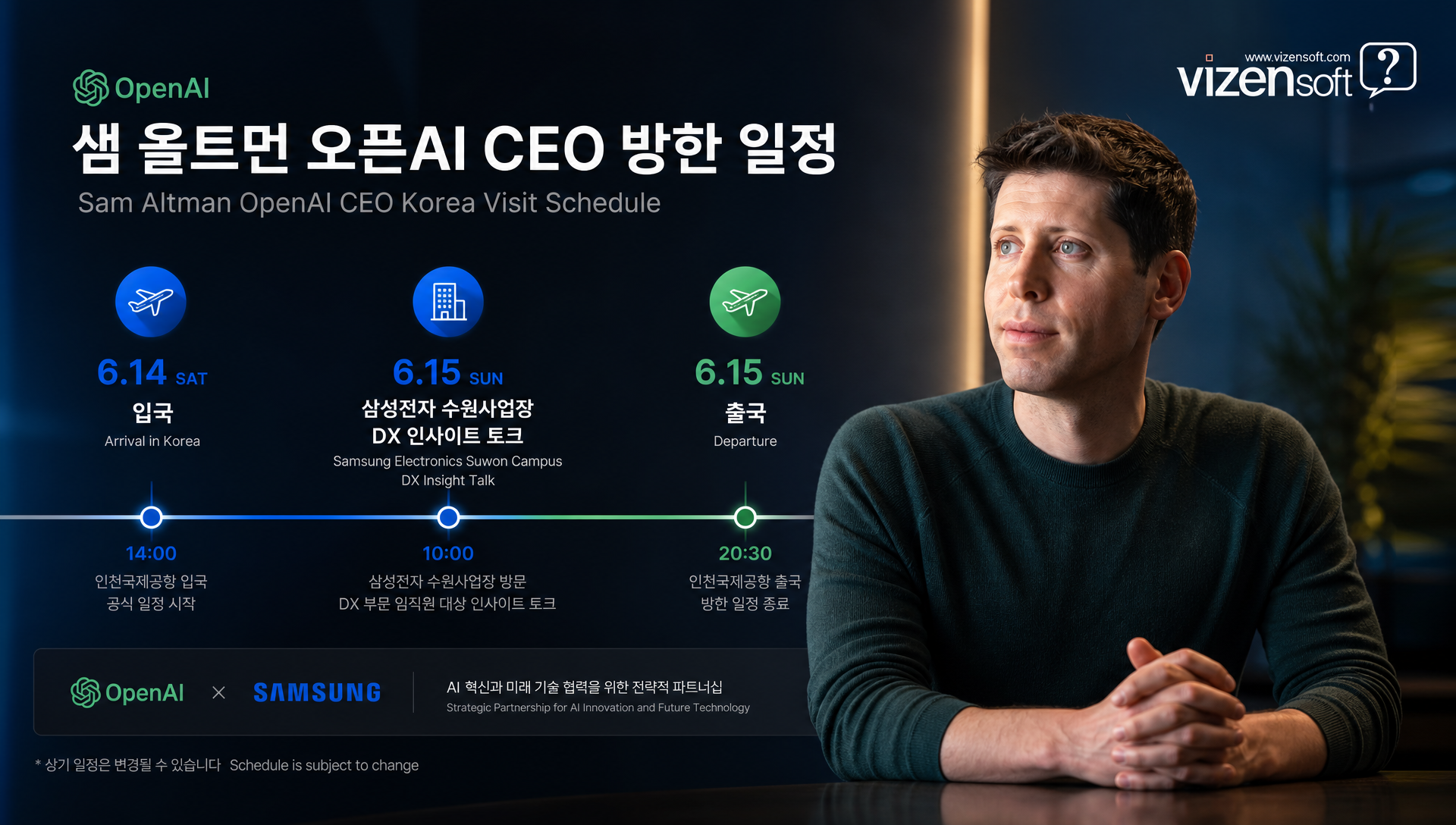 삼성전자 디지털시티 전경과 샘 올트먼 오픈AI CEO 방한 소식