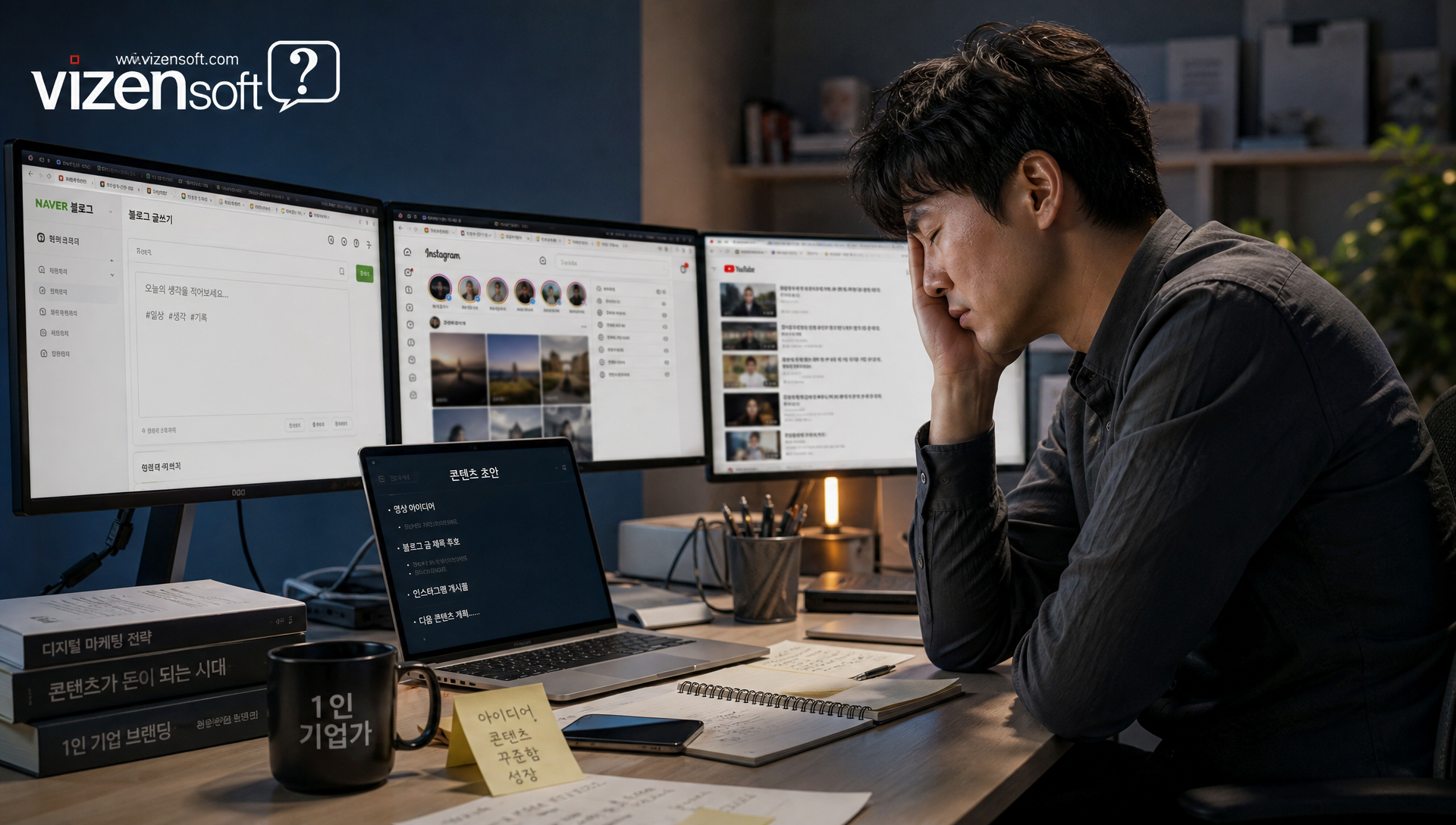 1인기업을 위한 콘텐츠자동화 시스템 구조 다이어그램