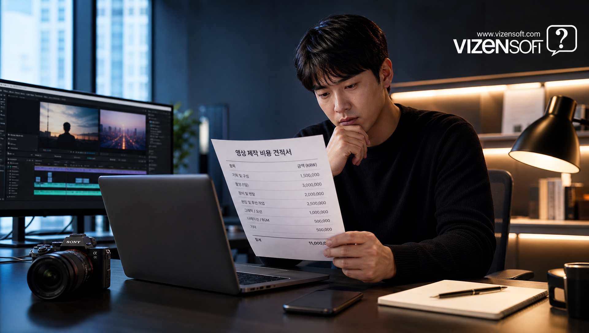 AI 영상 생성 기술이 마케팅 비용 구조를 혁신하는 모습을 나타내는 다이어그램