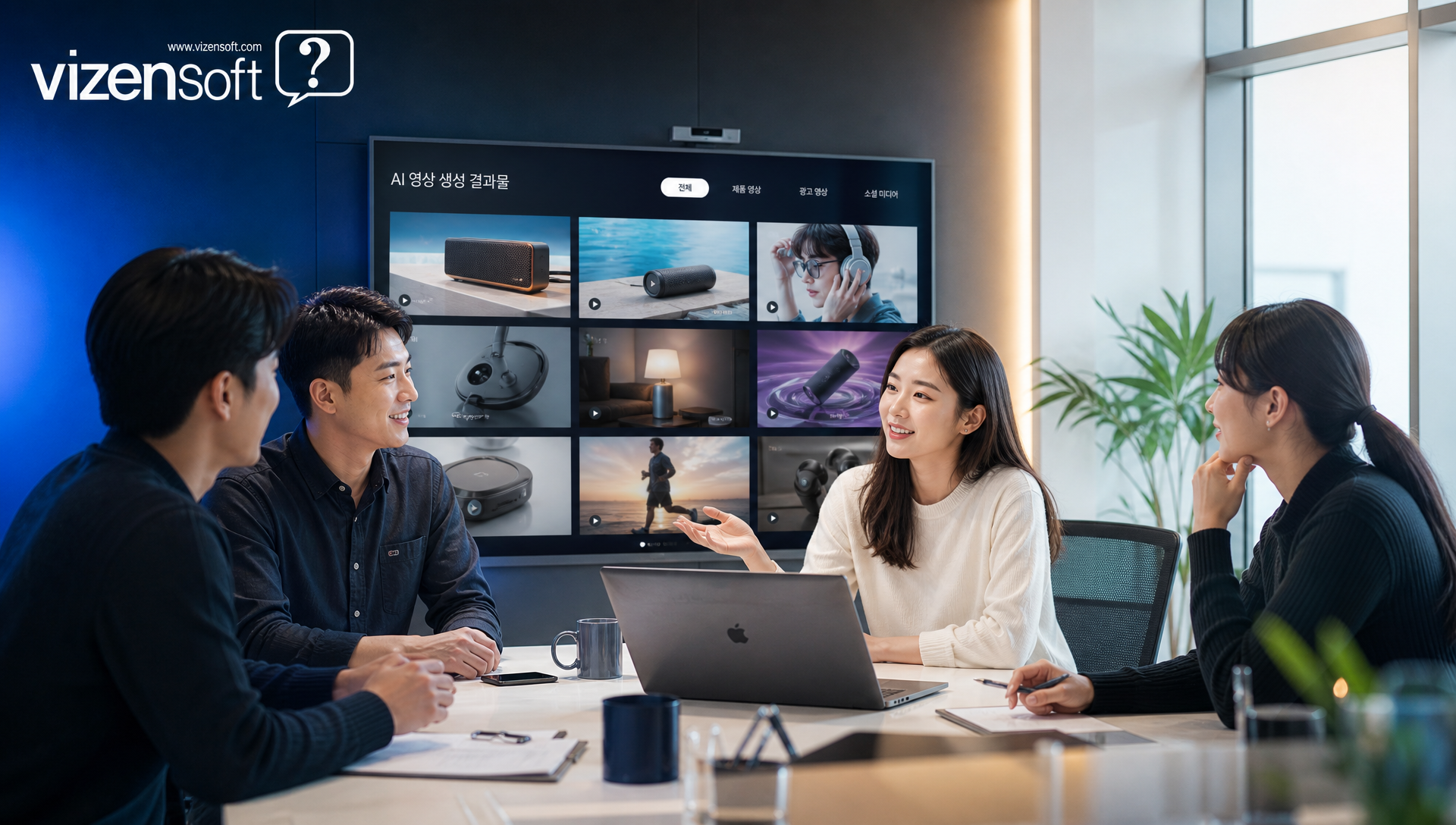 VIZENSOFT AI 마케팅 솔루션 전문 회사 브랜딩 및 연락처 정보
