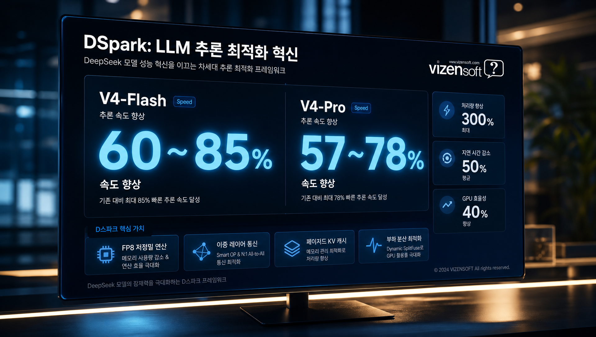 딥시크 D스파크 LLM 추론 속도 85% 향상을 보여주는 성능 비교 차트