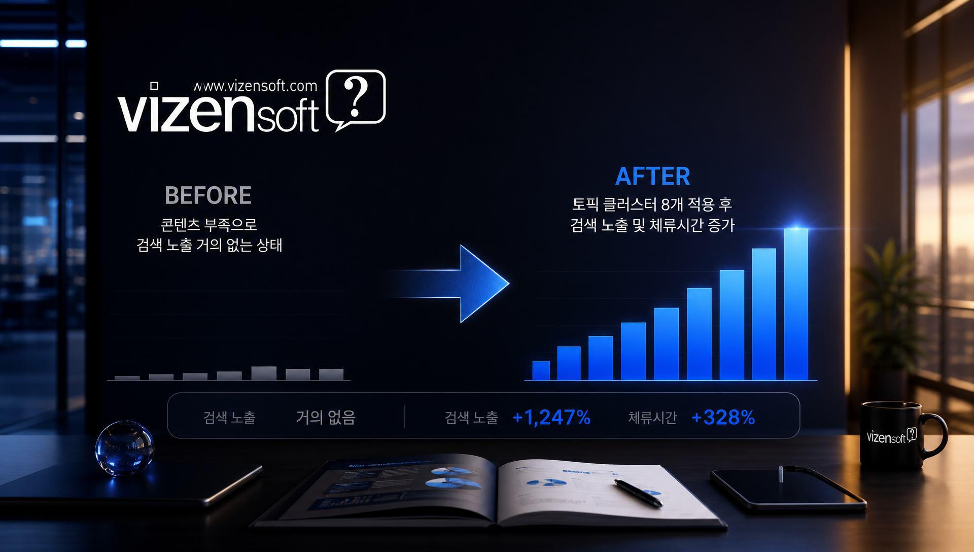 법률 자문 서비스 토픽 클러스터 적용 전후 검색 노출 개선 결과 사례
