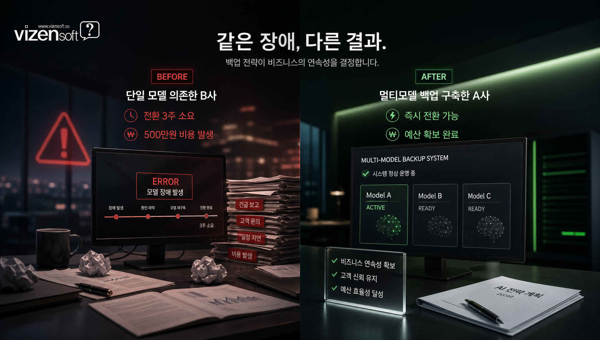 사전 대비 기업 vs 미대비 기업 전환 시간 비교 차트