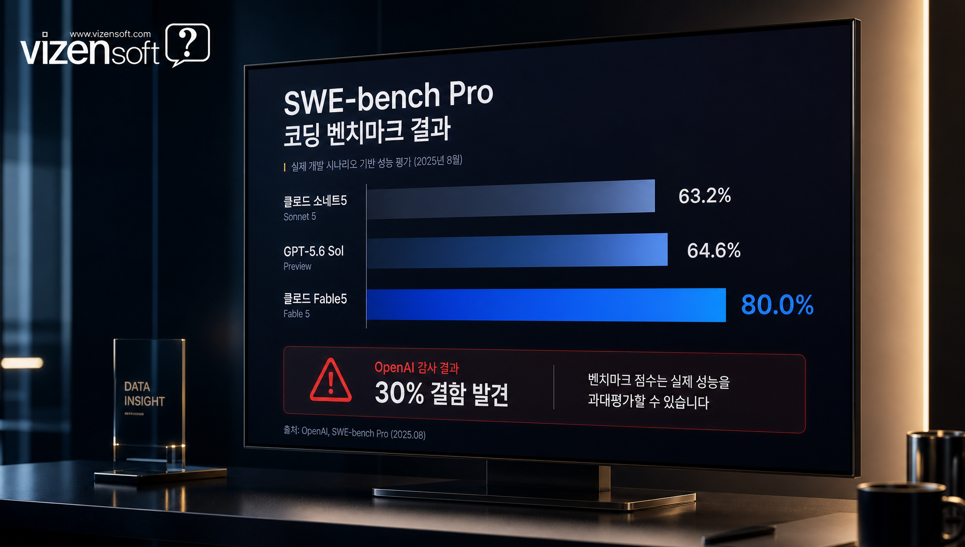 SWE-bench Pro 코딩 벤치마크 점수와 신뢰도 분석 그래프