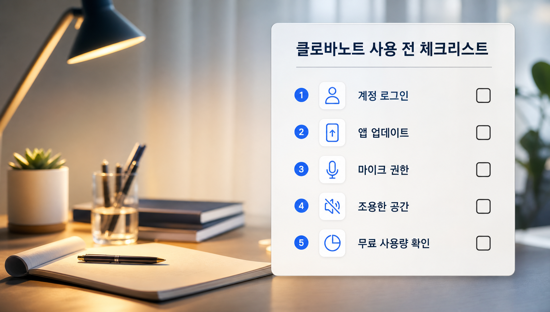 클로바노트 준비물 체크리스트와 네이버 계정 로그인 화면