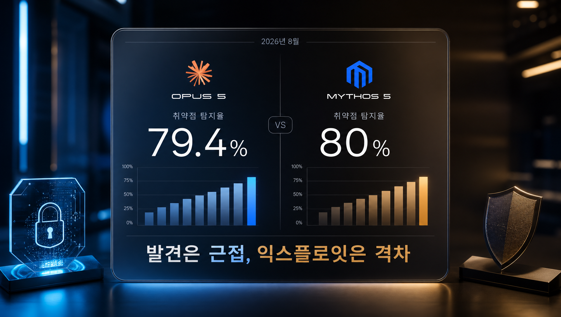 클로드 오퍼스5와 미토스5의 보안 취약점 탐지 능력 비교 차트