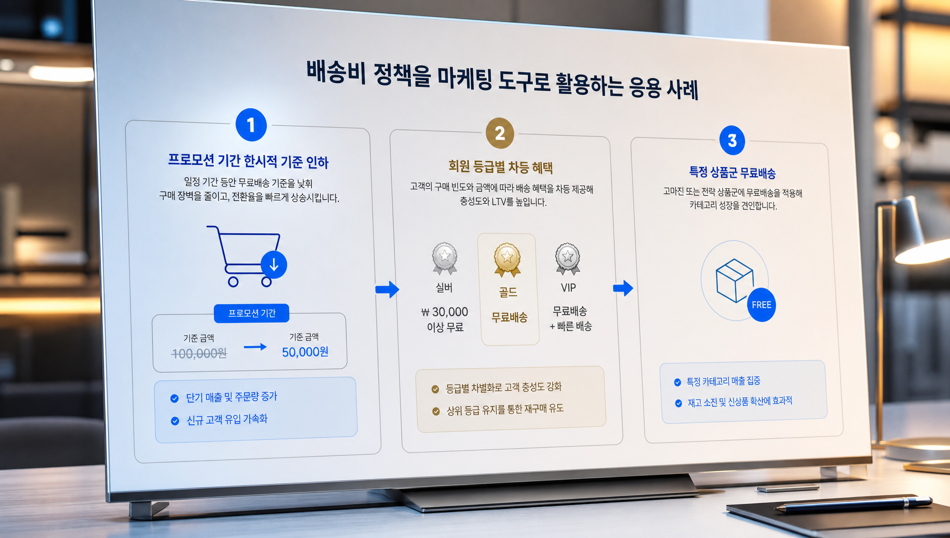 배송 정책을 마케팅 도구로 활용하는 전략 및 회원 등급별 차등 적용 방식