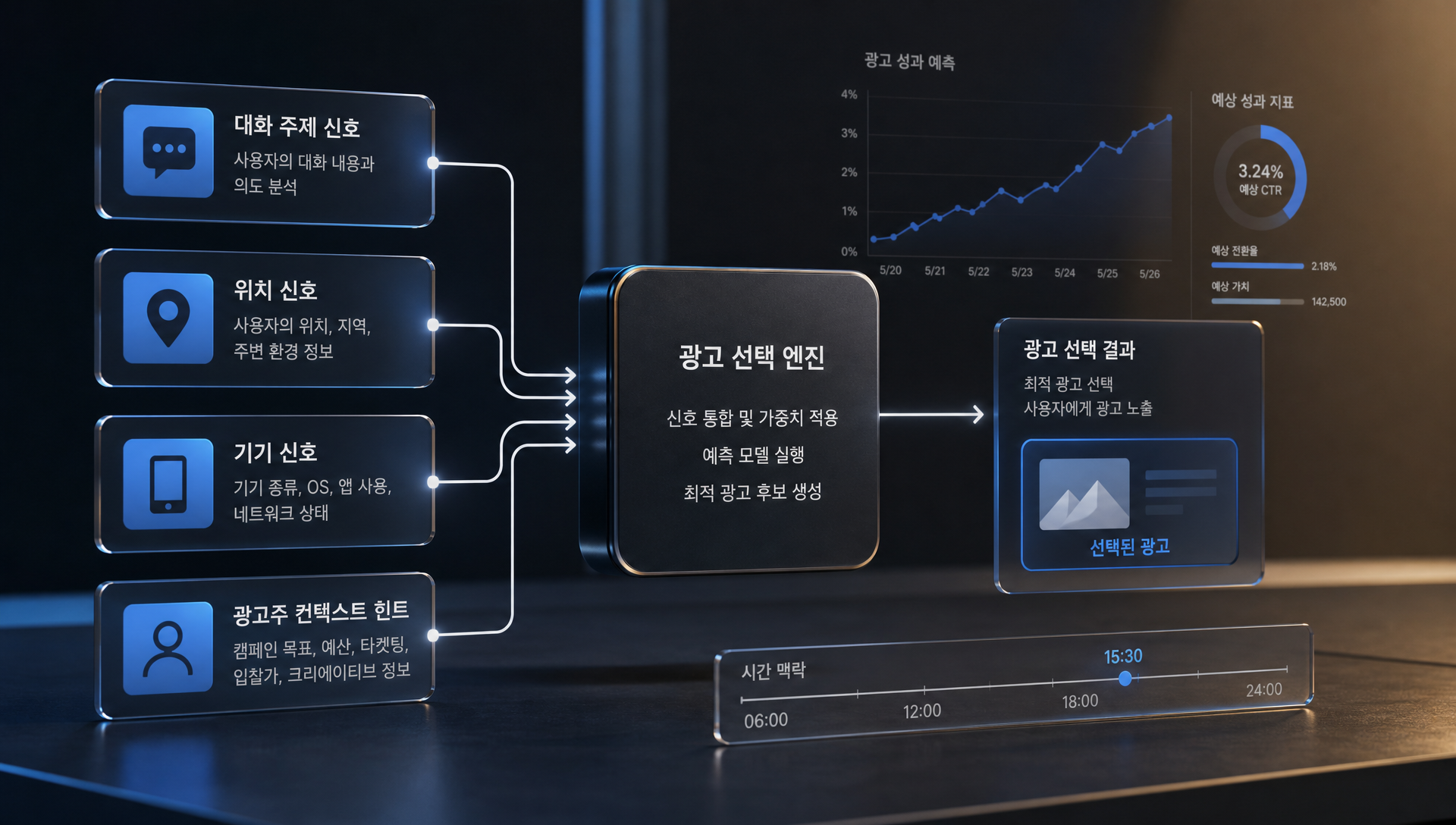비개인화에서 개인화 광고로 전환되는 기술 설계 구조도