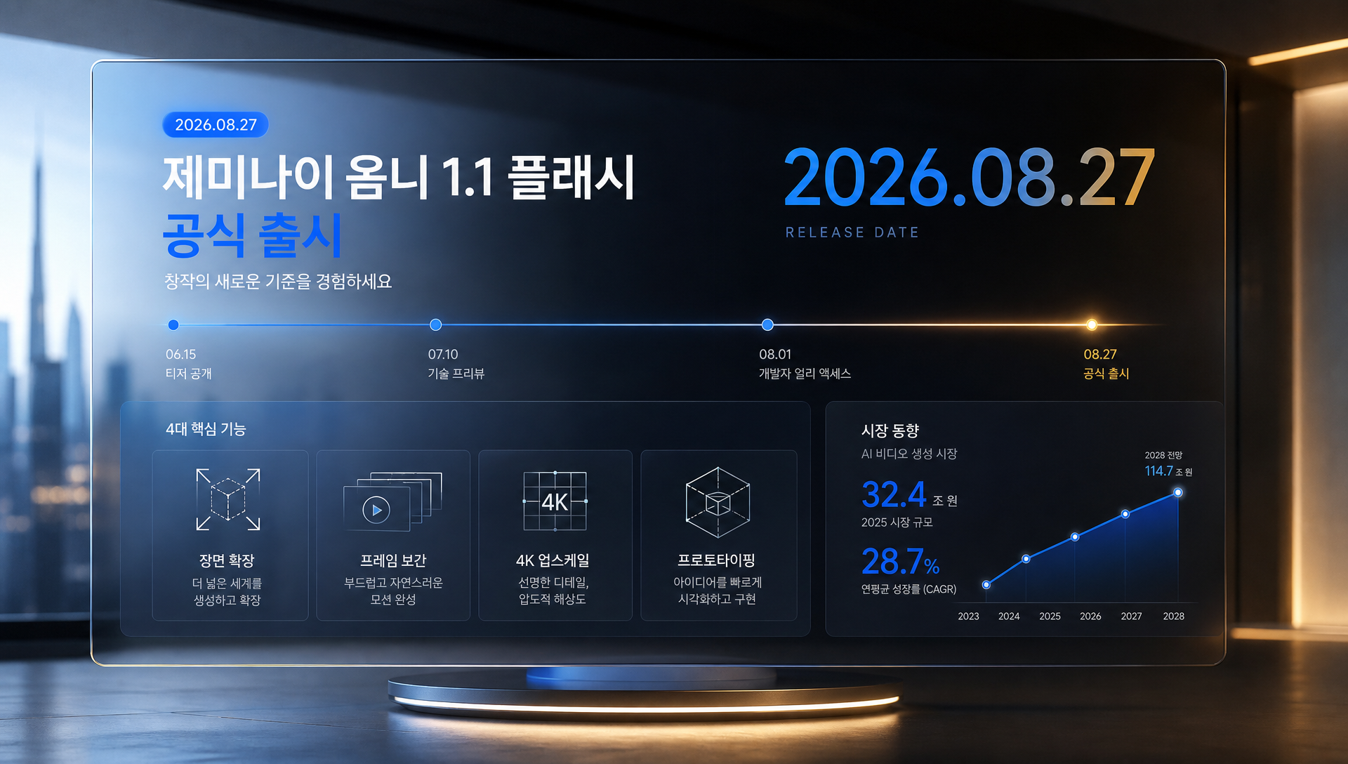 제미나이 옴니 1.1 플래시 모델의 주요 기능 및 해상도 옵션 설명 인포그래픽