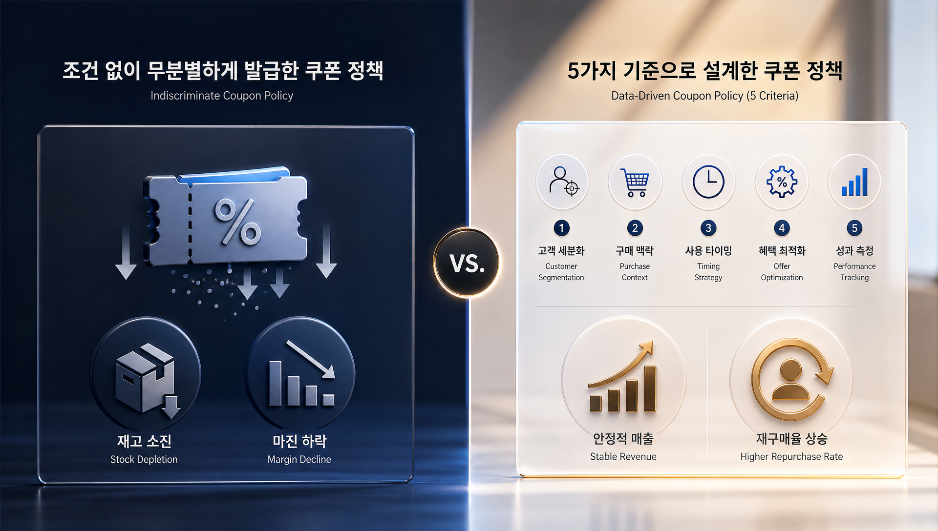 쇼핑몰 쿠폰 설계 5가지 핵심 기준을 설명하는 인포그래픽