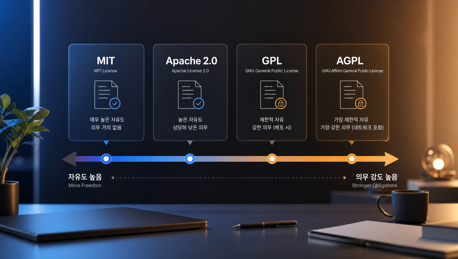 오픈소스 라이선스 MIT GPL Apache 비교 표시 이미지