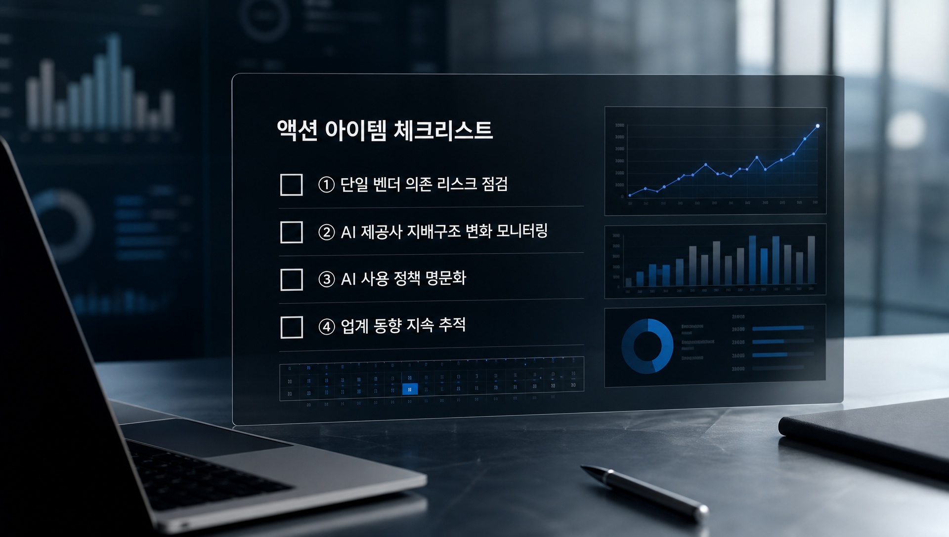 단일 벤더 의존 리스크, 지배구조 모니터링, 내부 정책 명문화 등 AI 도입 실행 가이드