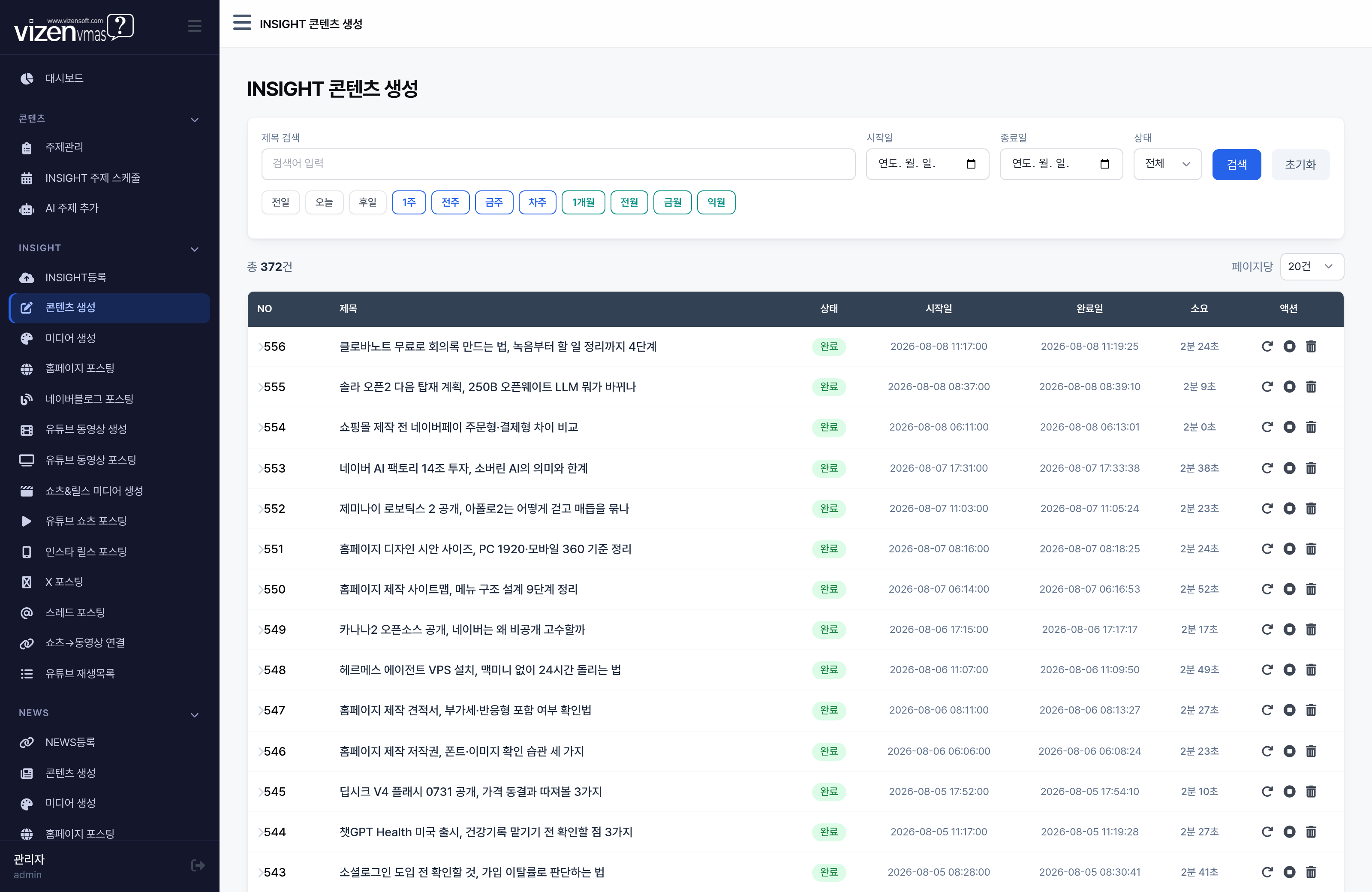 INSIGHT 콘텐츠 생성 목록 6000자 이상 AI 블로그 본문