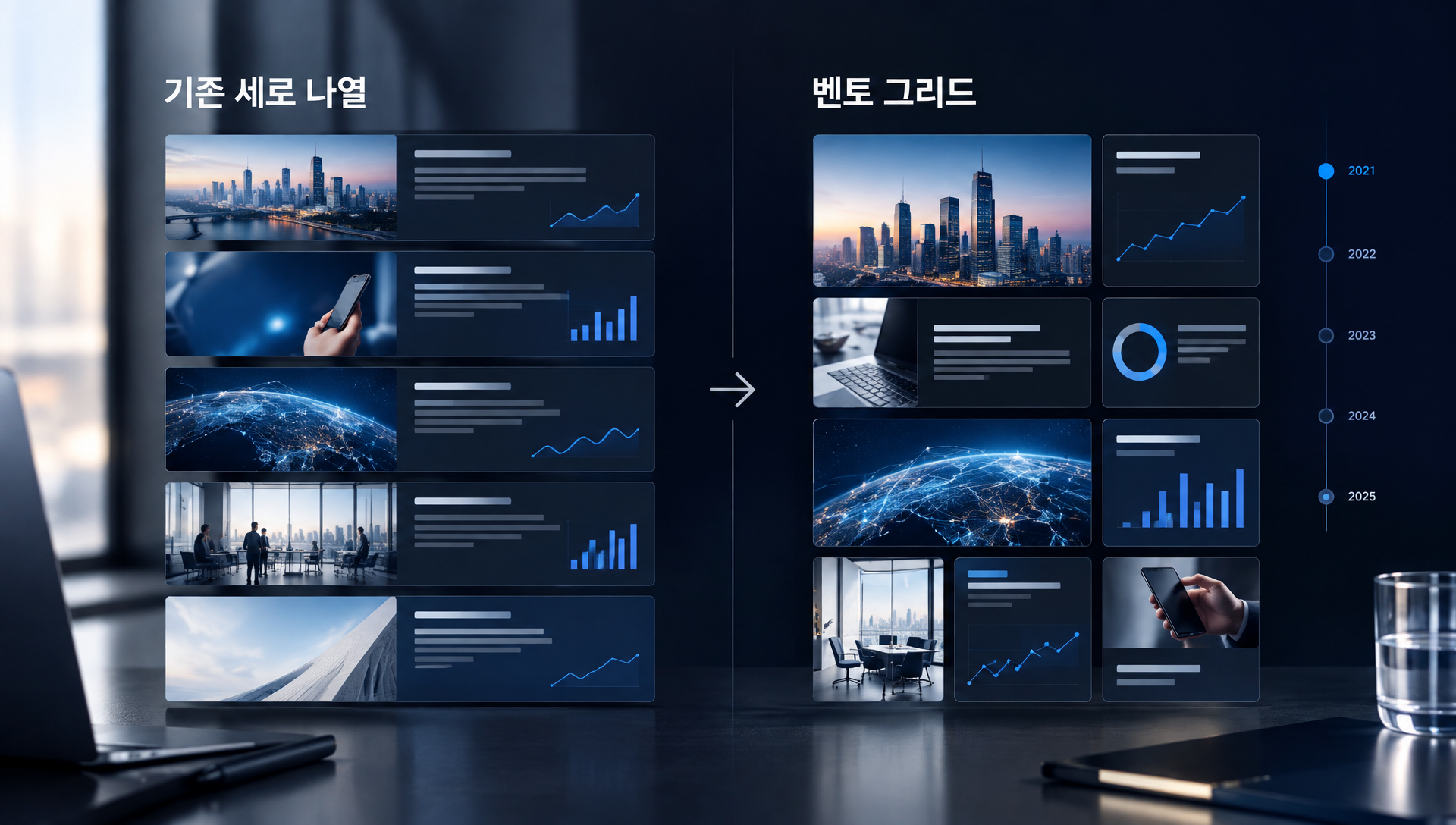 애플 아이폰 14 프로 페이지의 벤토 그리드 레이아웃 사례