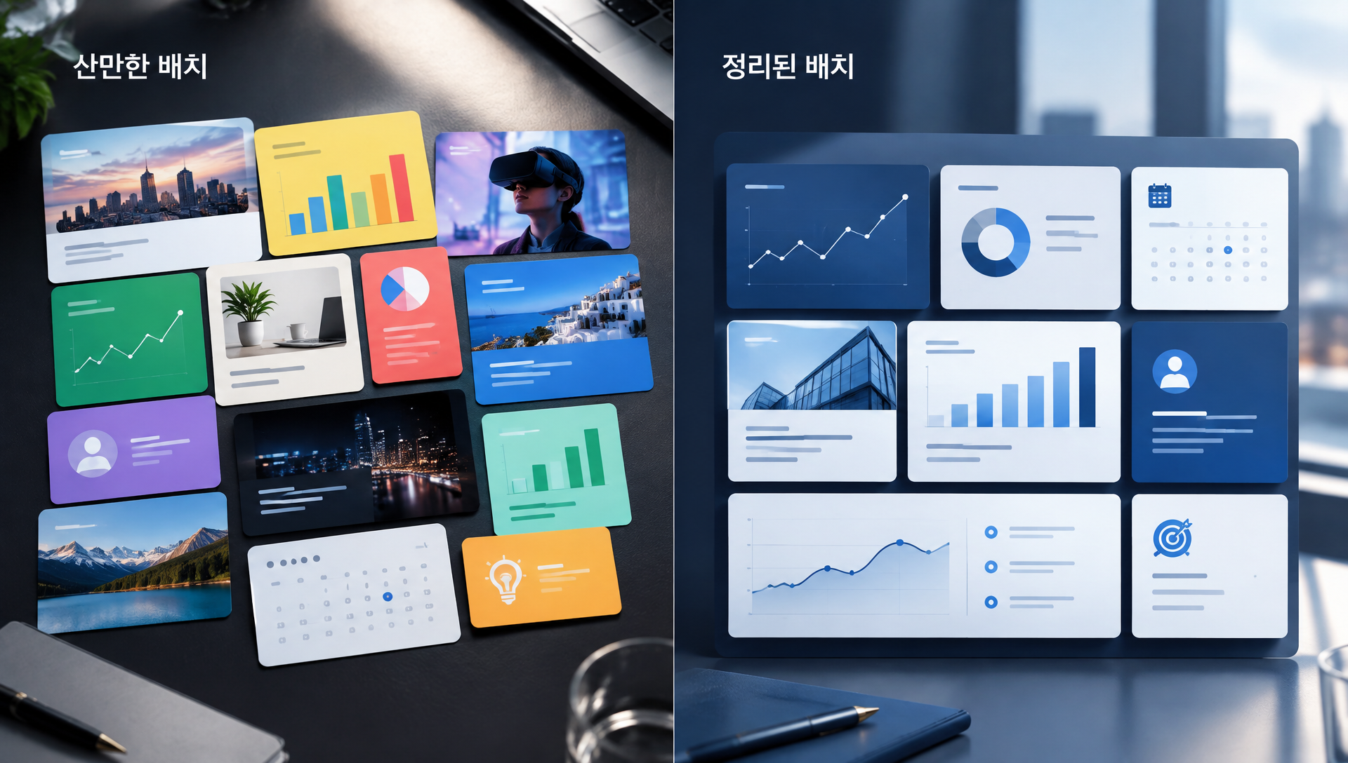 포트폴리오 섹션의 벤토 그리드 카드 갤러리 구성