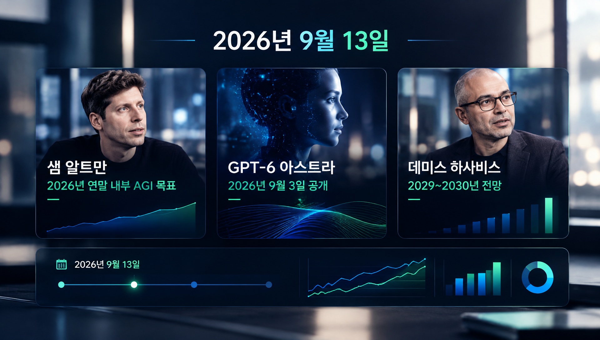 2026년 9월 AGI 시기 논쟁 주요 인물들의 예측 시간표 비교 차트
