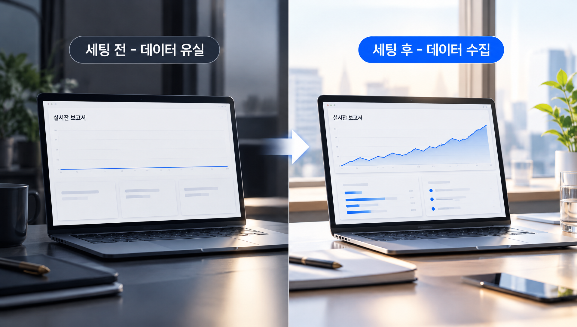 GA4와 GTM 세팅 구조를 나타내는 다이어그램 및 흐름도