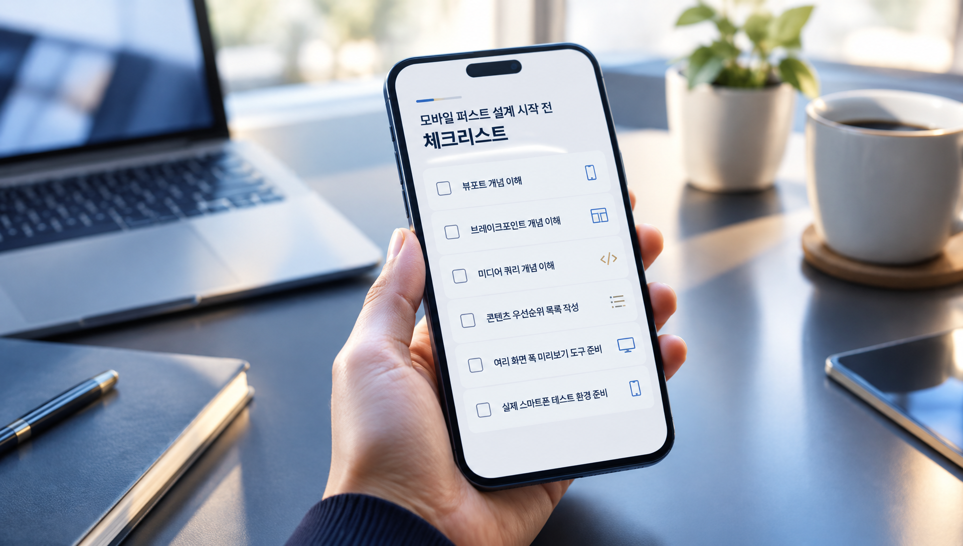 반응형 디자인 작업에 필요한 준비물과 도구를 보여주는 이미지