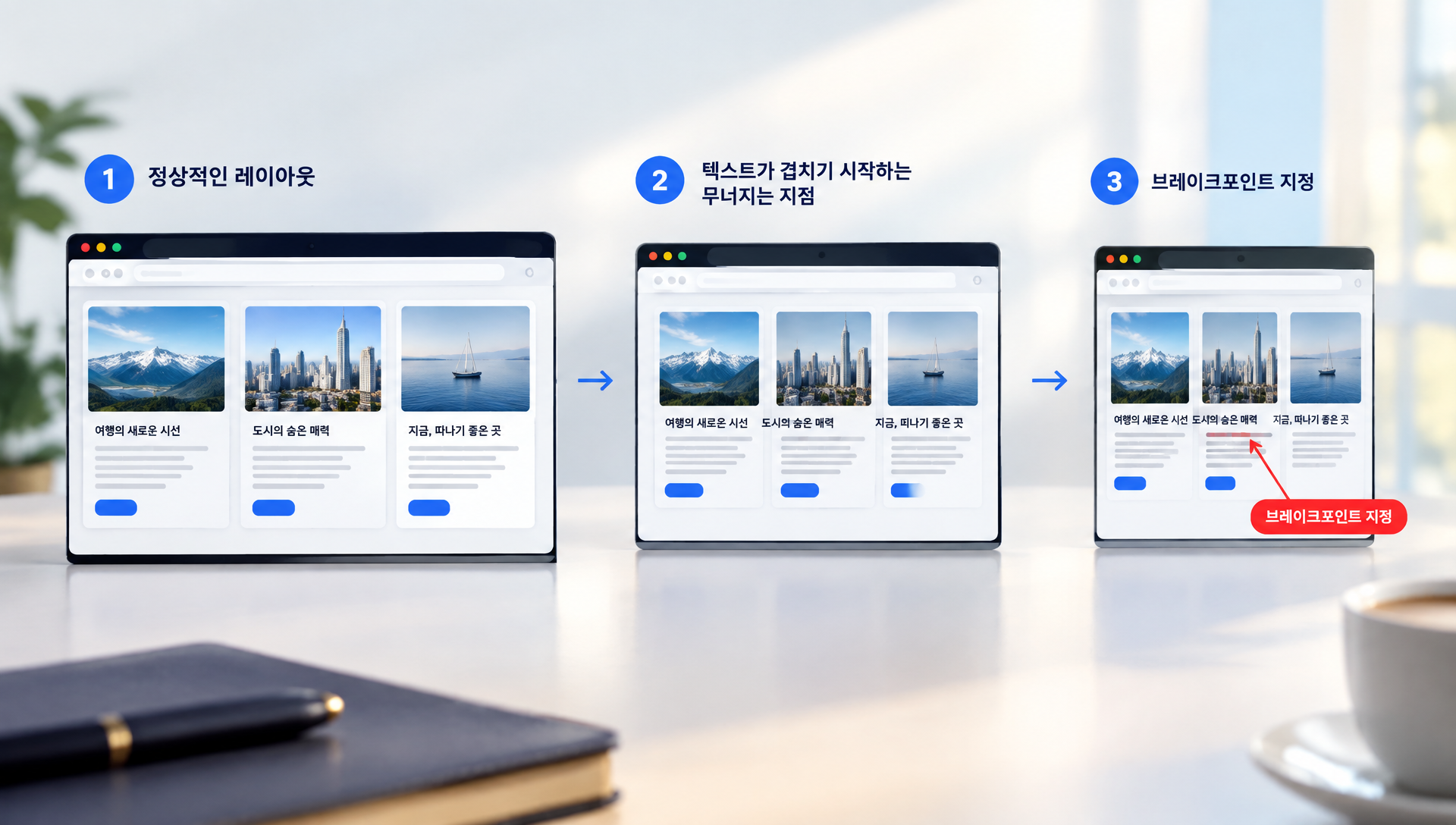 콘텐츠 기준 브레이크포인트 설정 방법과 레이아웃 변화 지점