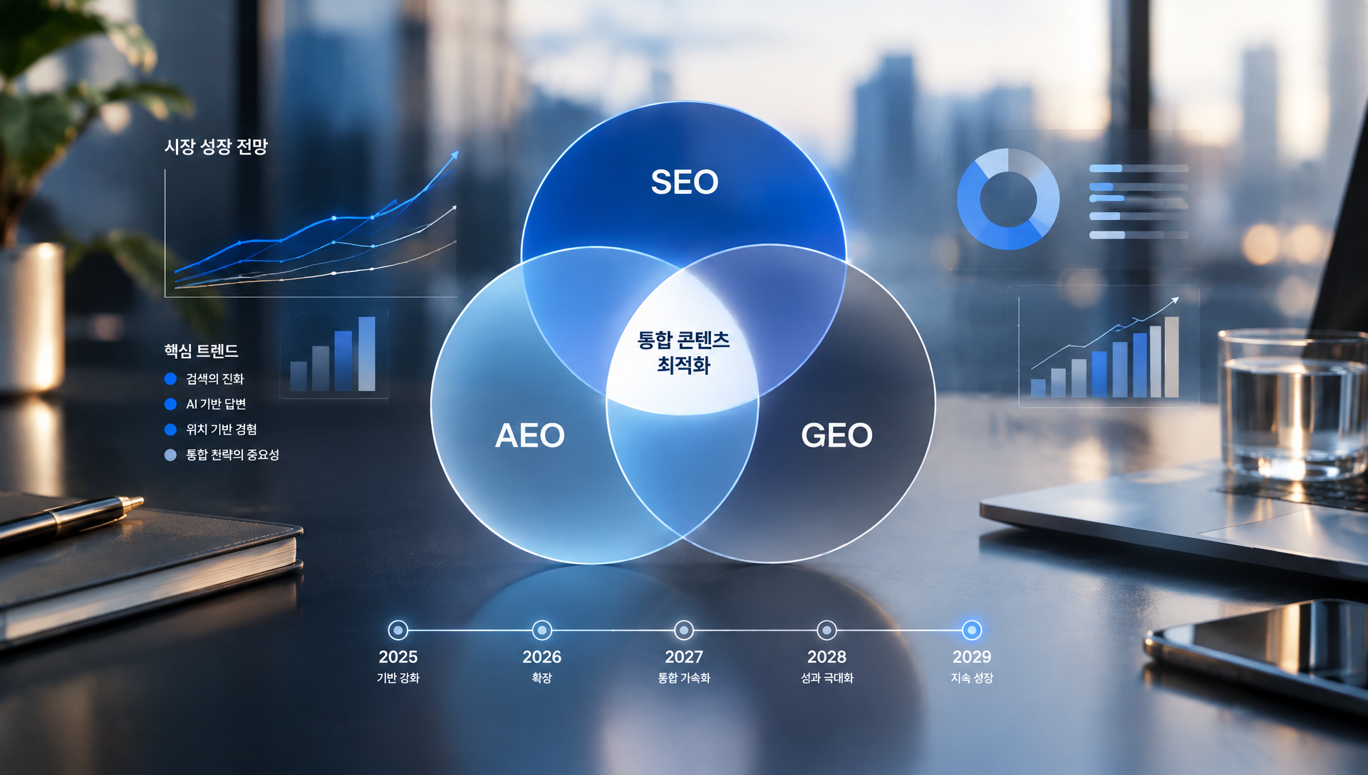 SEO와 AEO·GEO 통합 최적화 체계 진화 흐름도