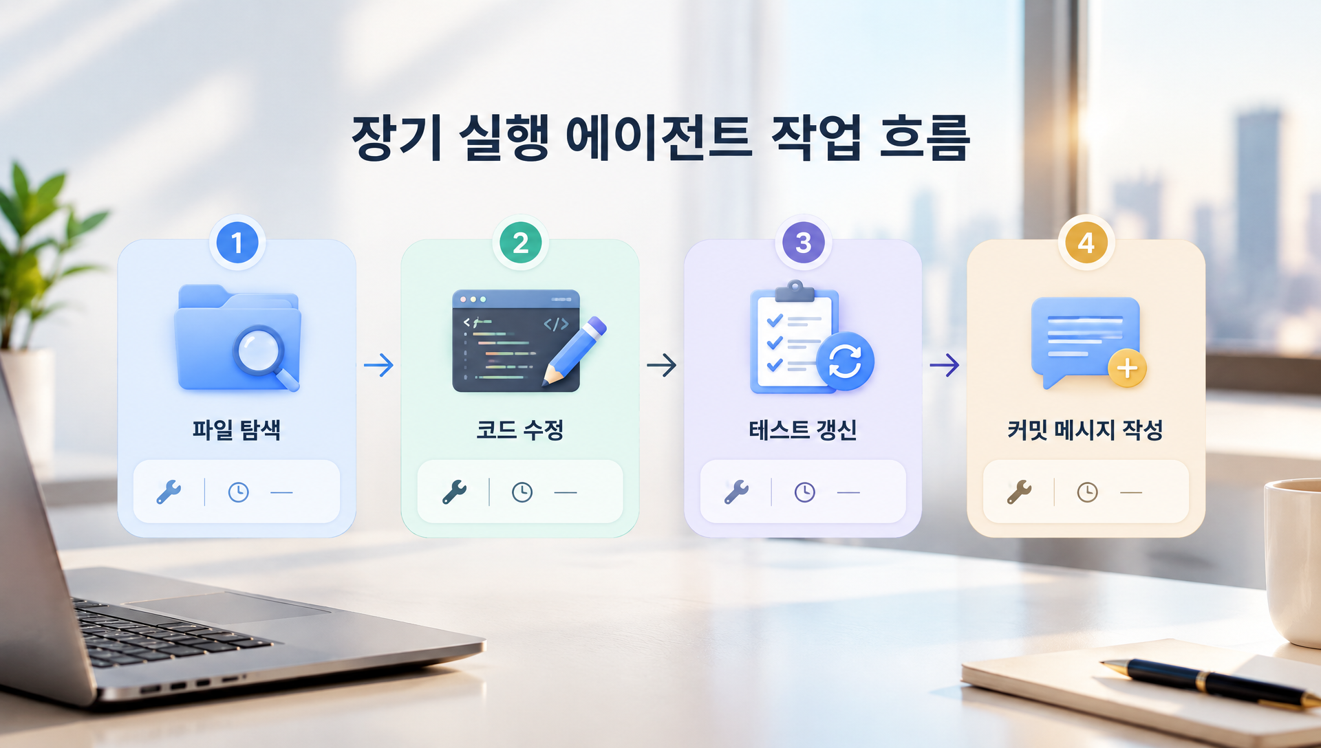 도구 호출 연쇄 시나리오의 단계별 실행 흐름과 파일 수정 범위를 시각화한 다이어그램