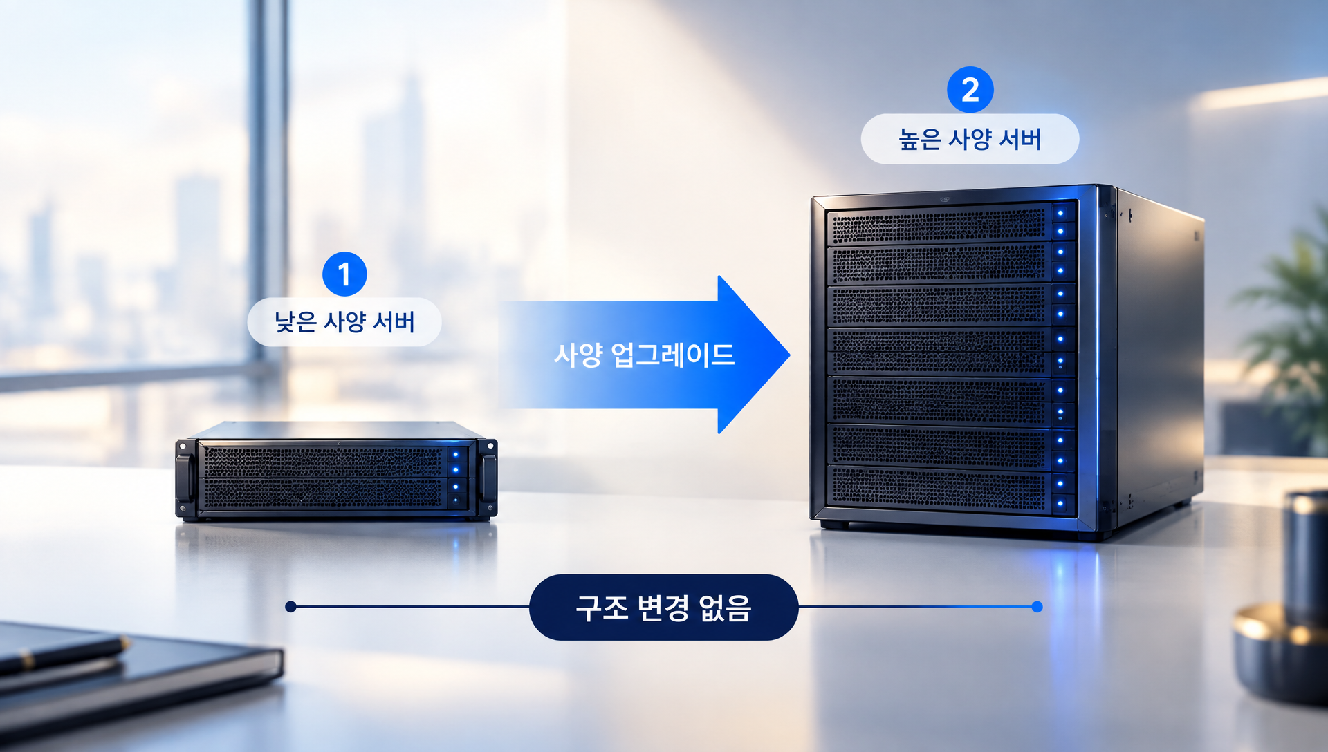 스케일업과 스케일아웃 비교 다이어그램