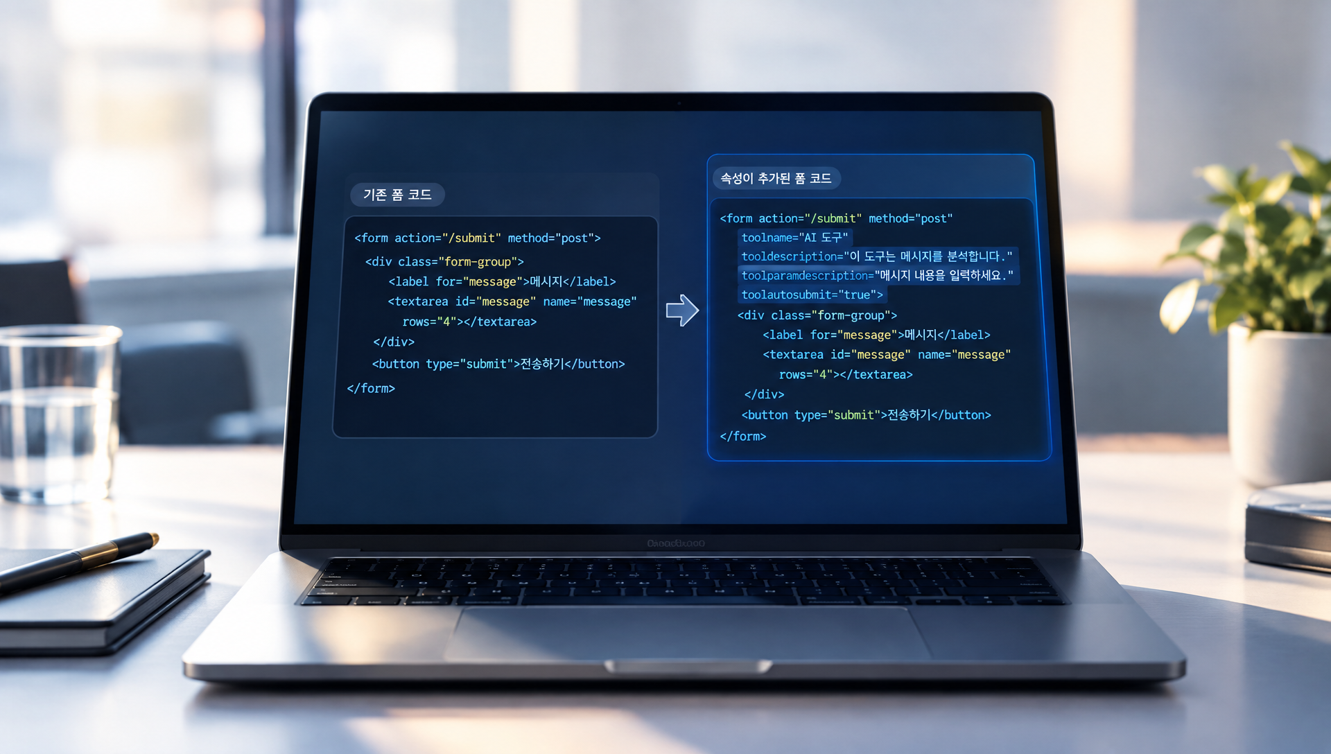 Declarative API HTML form 속성 toolname tooldescription 추가 방법