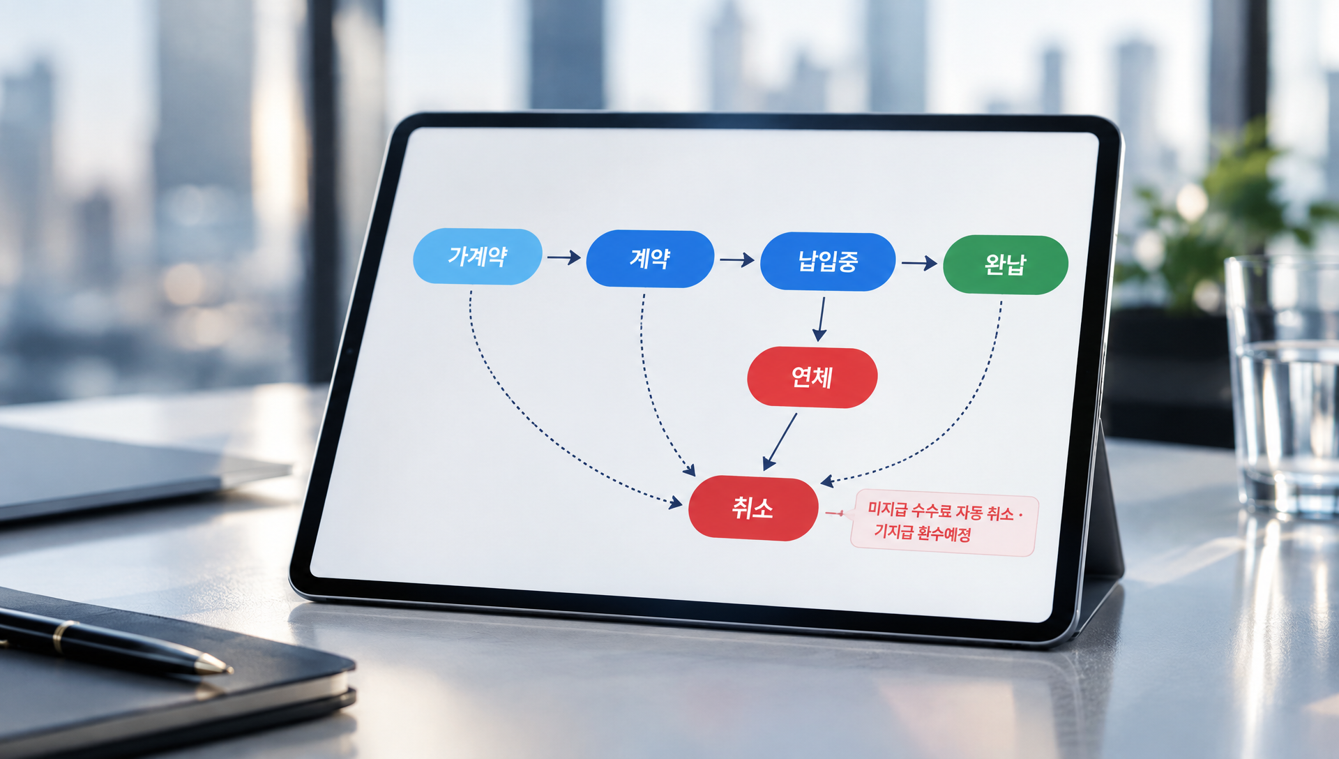 계약 상세 정보와 정산 내역을 표시하는 계약 상세 탭