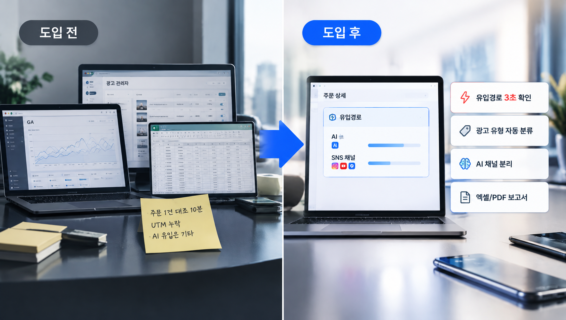 도입전후 비교 비젠웹로그 도입효과 대비표
