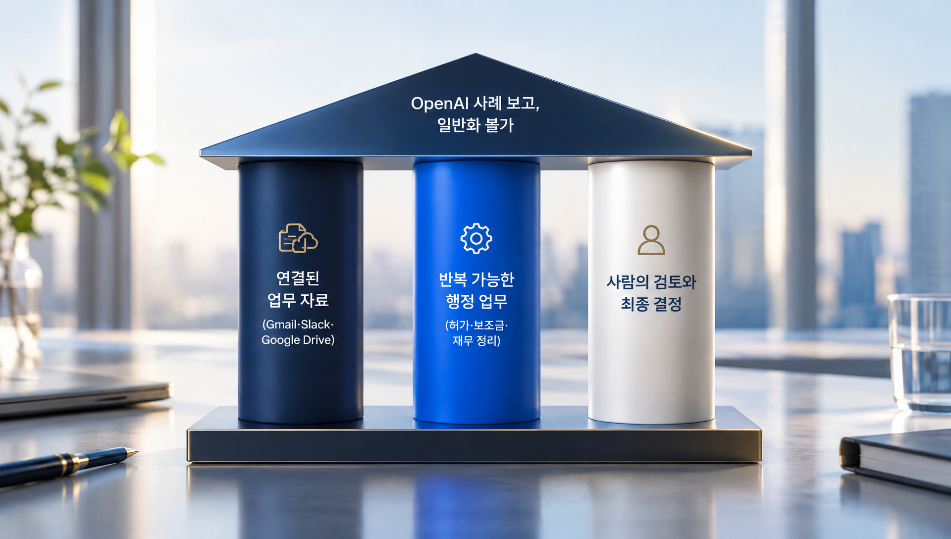 업무 자동화 성공을 위한 연결된 자료, 반복 가능한 업무, 사람의 검토 세 가지 필수 조건 시각화