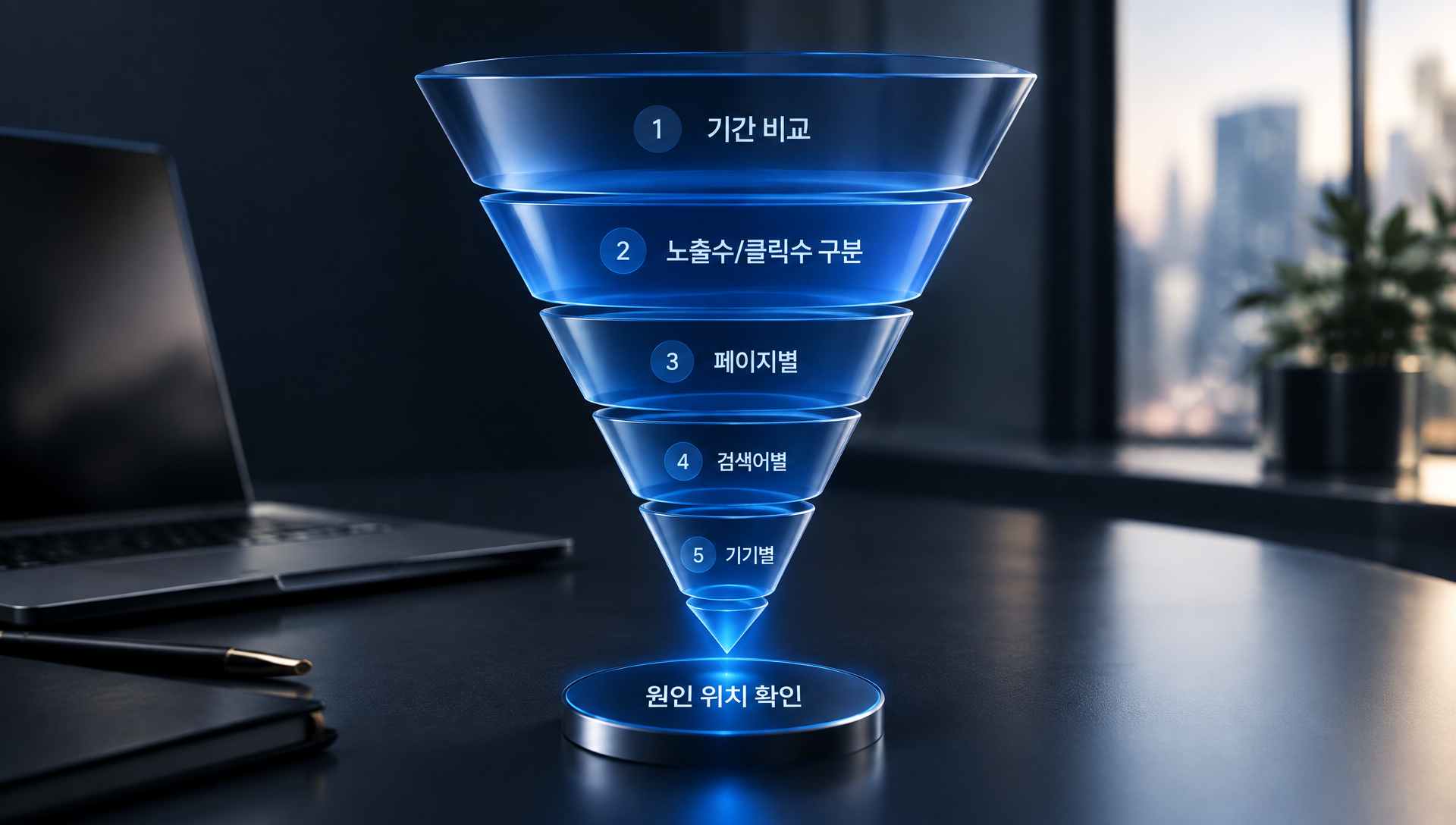 Google Search Console 실적 보고서에서 기간별 검색 유입 추이를 분석하는 화면