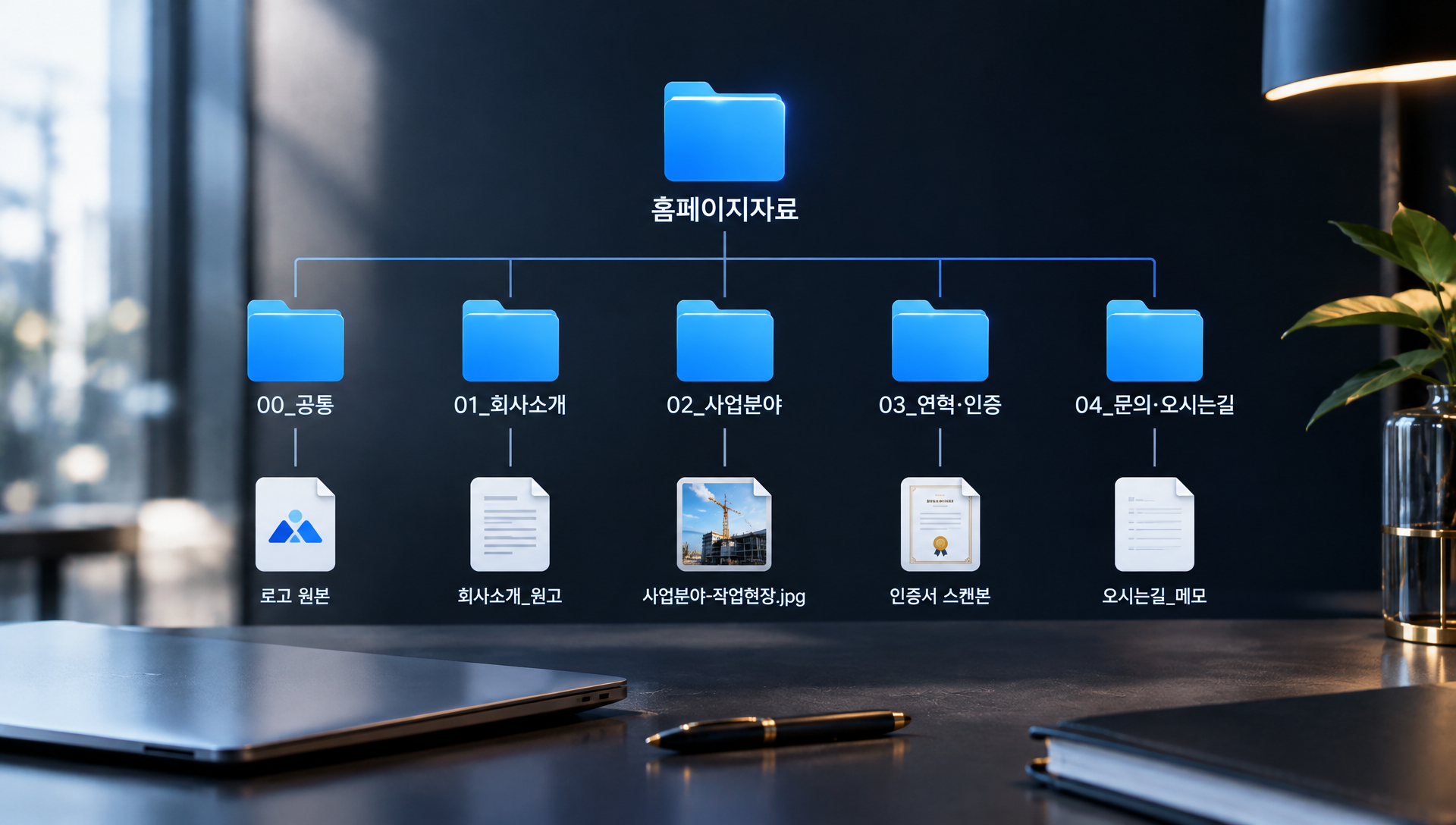 홈페이지 메뉴 구조별 폴더 구성 예시와 자료 전달 전 최종 점검 항목 정리