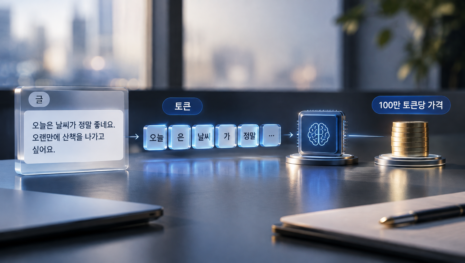 AI 모델의 토큰 단위와 가격 구조 설명 다이어그램